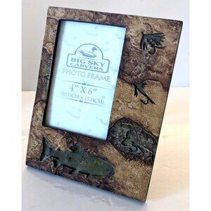 Big Sky Carvers Photo Frame Slate Carved Fossils Imprints Desktop Wall 4*6"